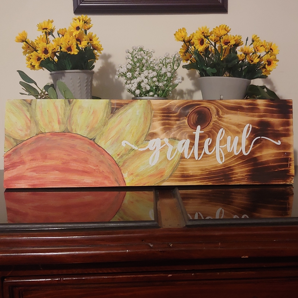 Handmade Grateful Wooden Sign